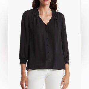 DR2 Daniel Rainn rib trim button up blouse‎